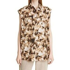 Samsøe Samsøe Tea Shirt Button Sleeveless L XL Top Camo Clay Print Nordstrom B91